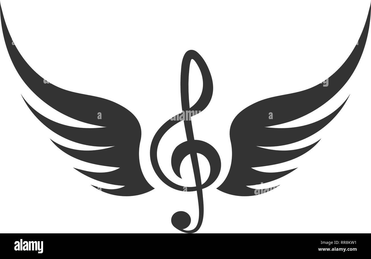 Music note wing icon design template vector isolated illustration Stock Vector