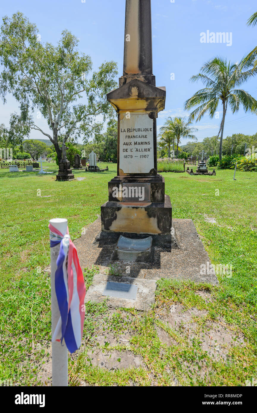 Grave of French sailors who died in 1879. They were crew of the naval ship Allier. Cooktown, Far North Queensland, QLD, FNQ, Australia Stock Photo