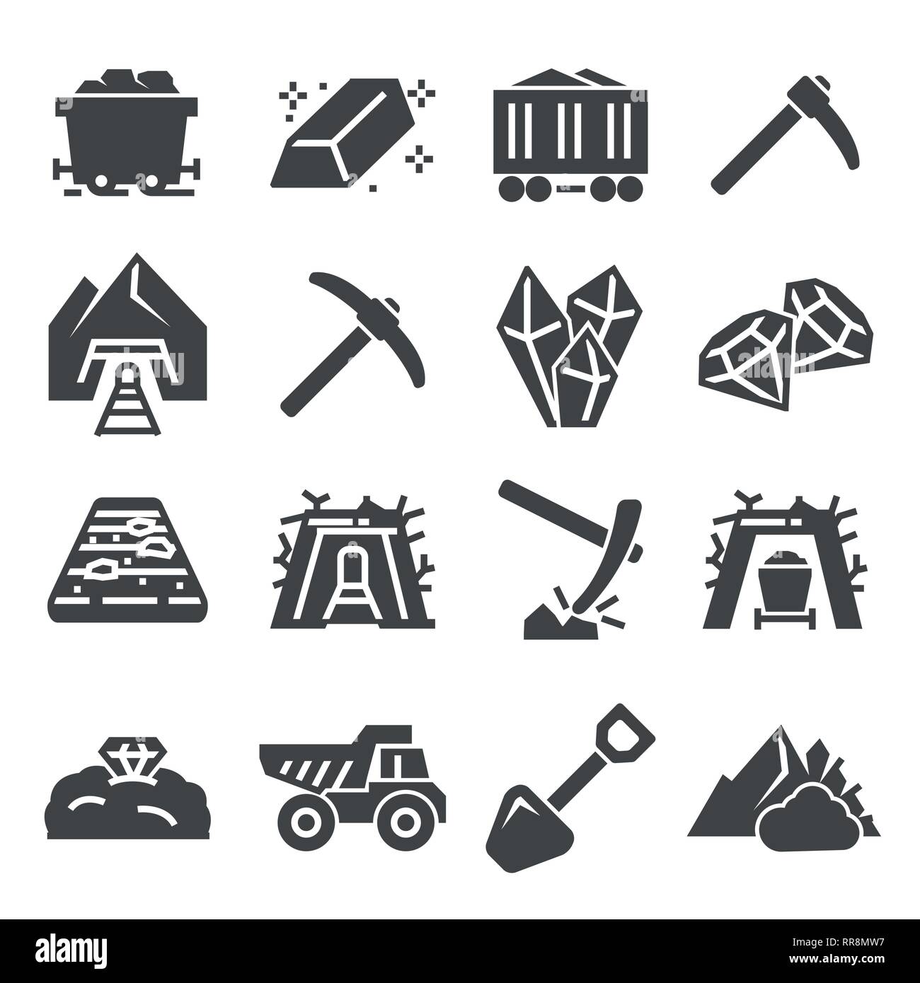 Coal mining factory industry icons set. Style stock vector Stock Vector ...