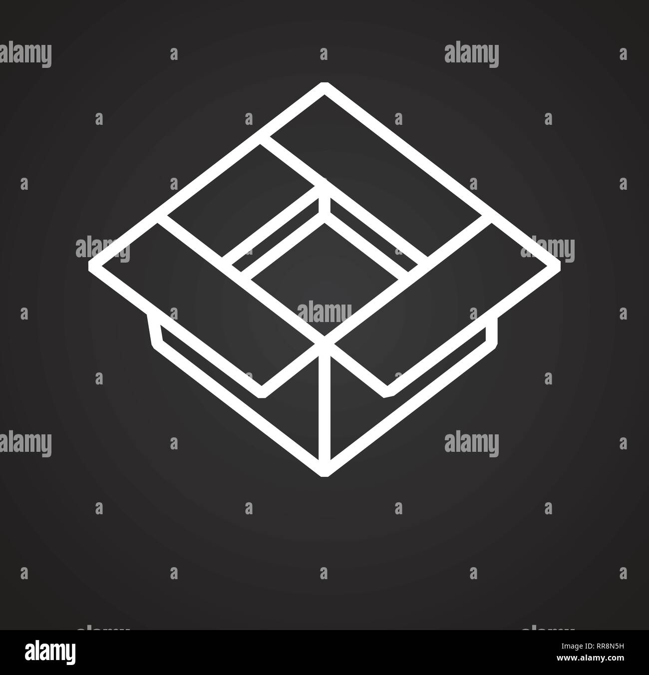 Box line icon on black background for graphic and web design, Modern ...