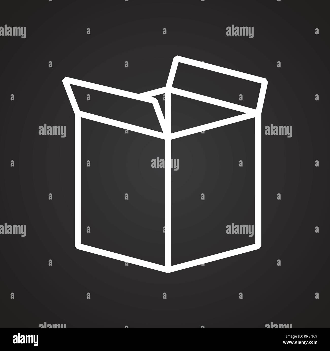 Box line icon on black background for graphic and web design, Modern ...