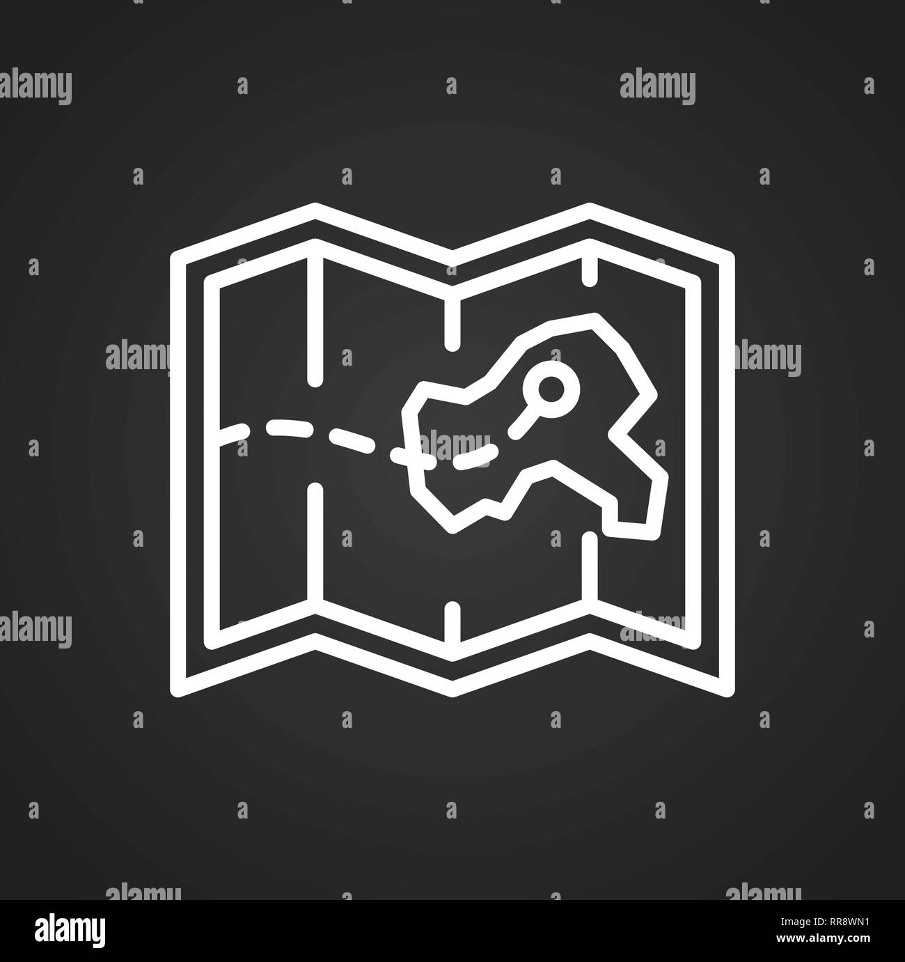 Map line icon on black background for graphic and web design, Modern ...