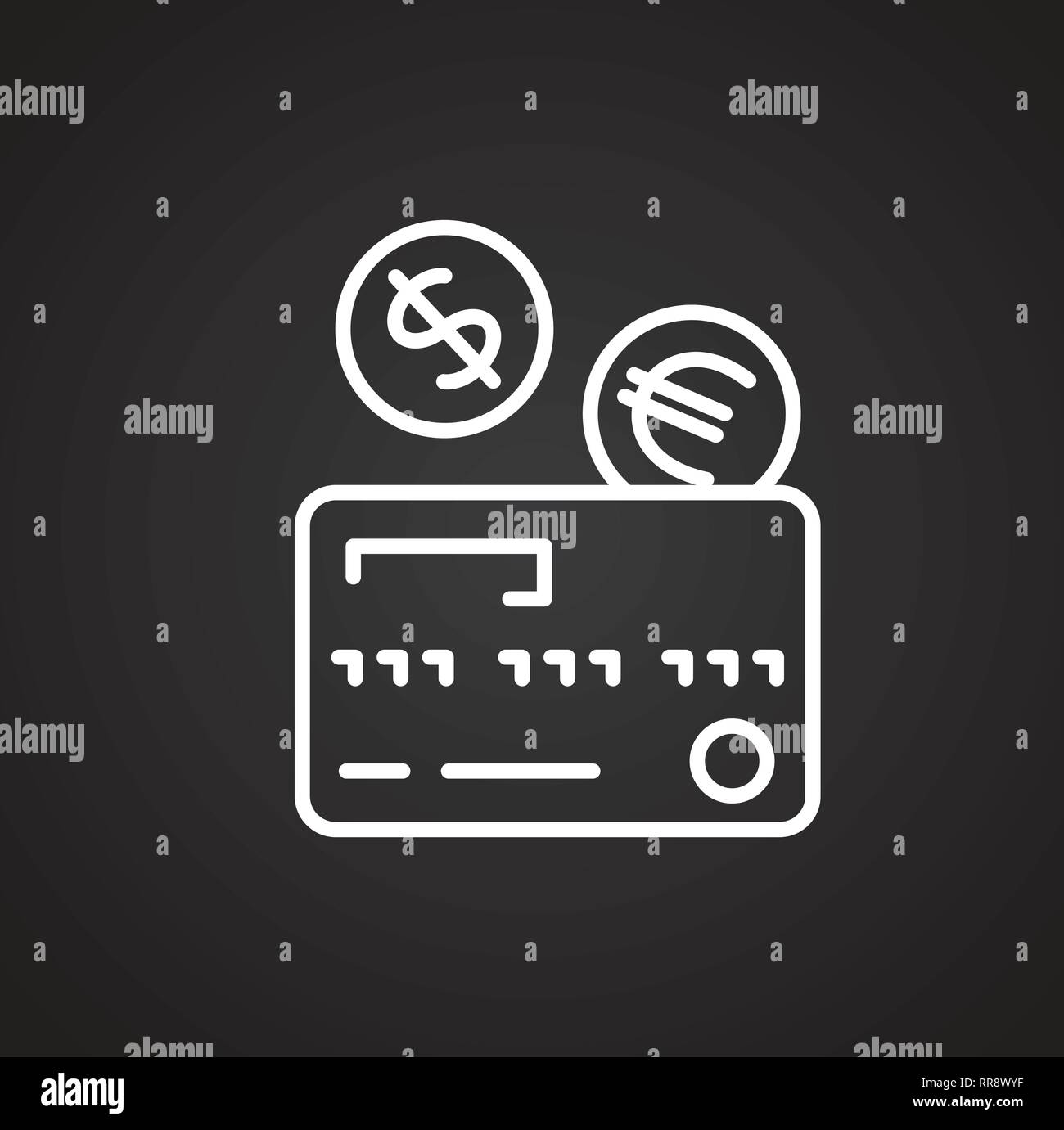 Card line icon on black background for graphic and web design, Modern ...