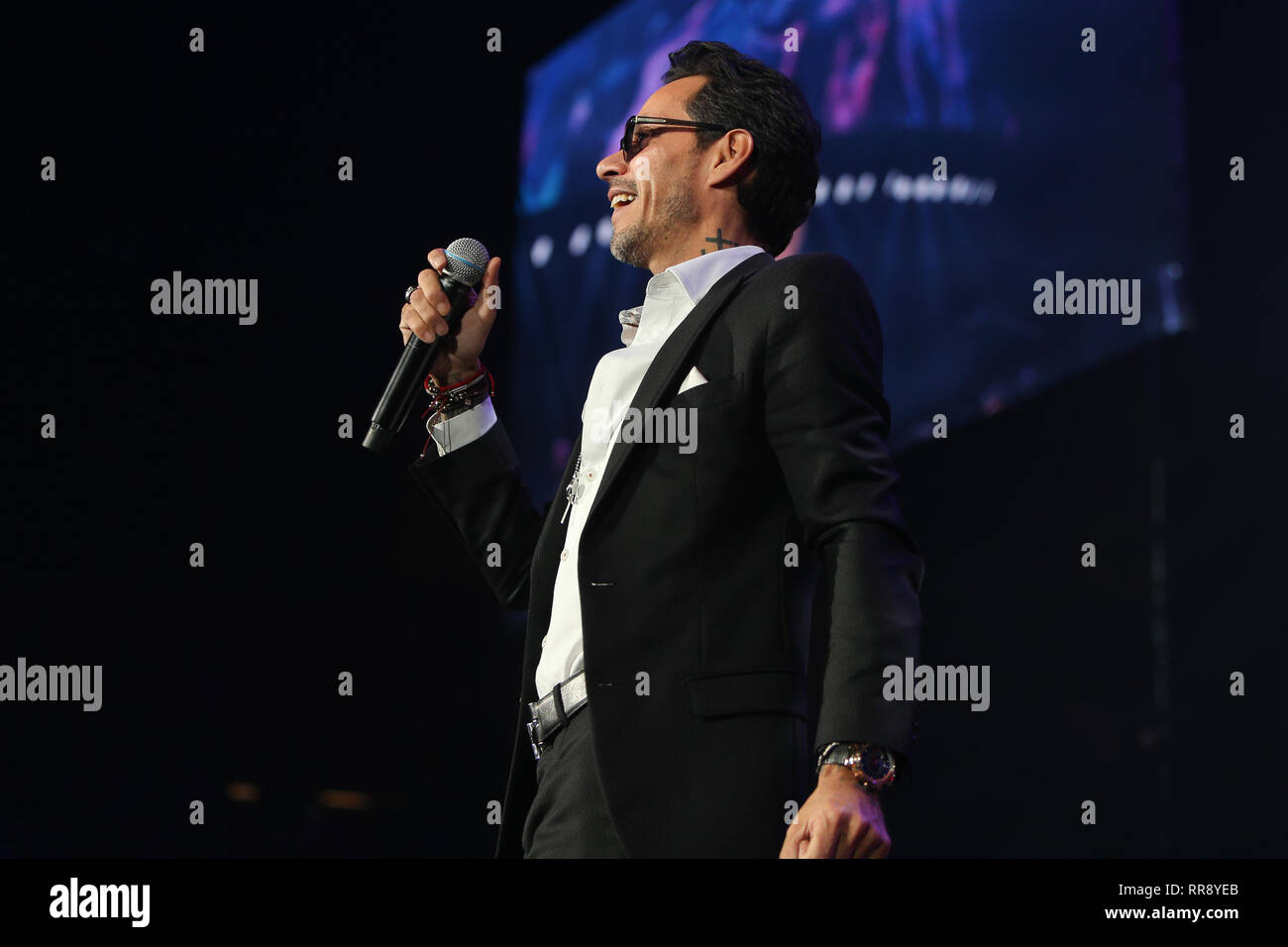 Marcus Anthony Singer UNIONDALE, NY - FEB 23: Singer Marc Anthony performs in concert at NYCB ...