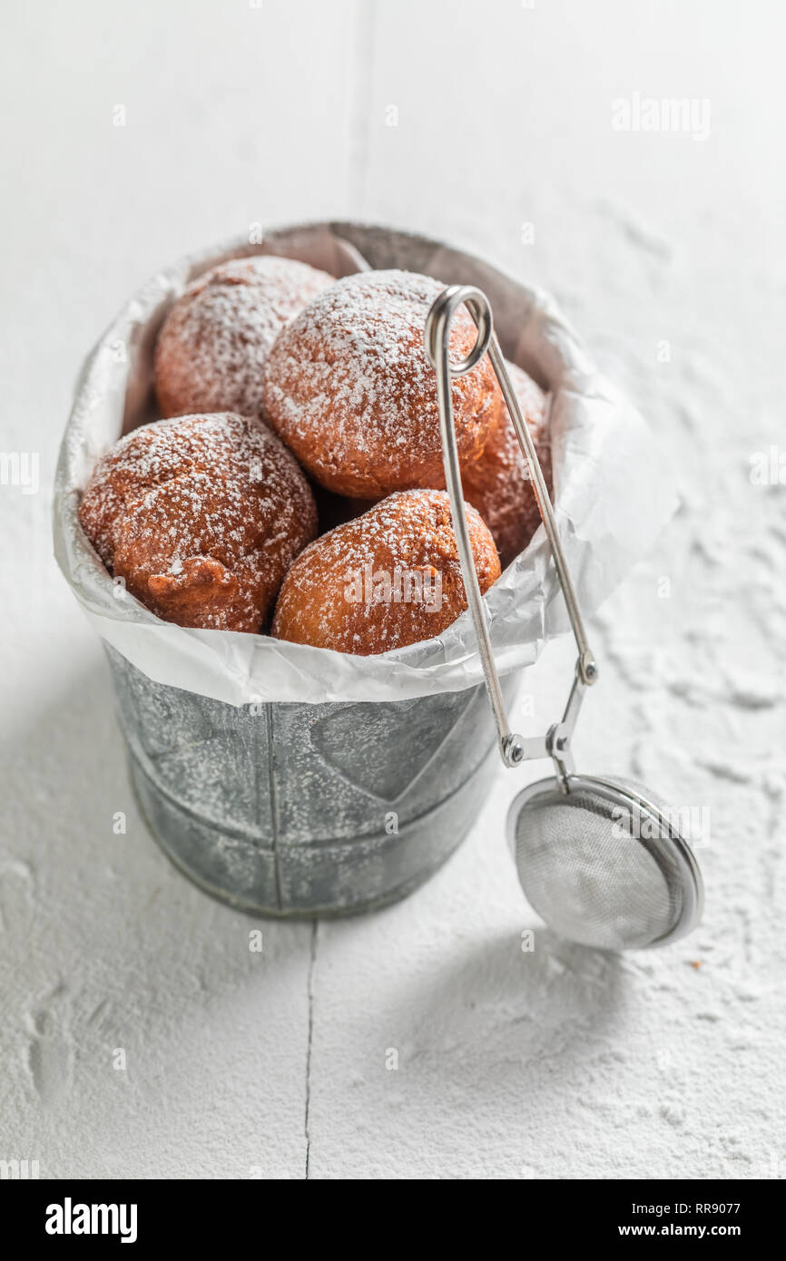 Delicious and sweet donuts balls with powdered sugar Stock Photo Alamy