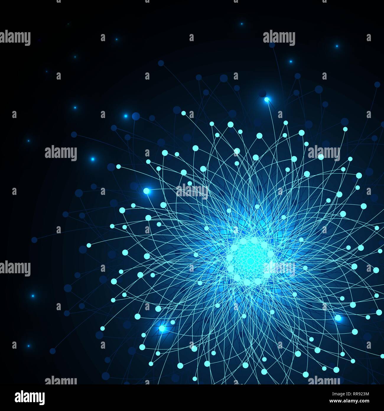 Geometric pattern with connected lines and dots. Vector illustration on dark background Stock Vector