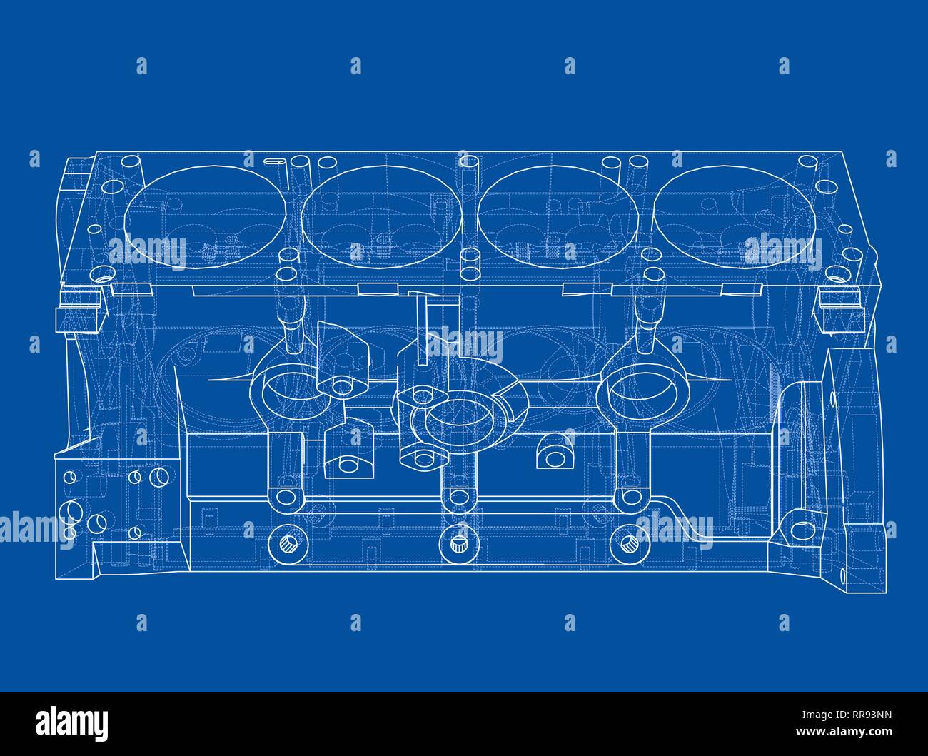 Engine block sketch. Vector rendering of 3d Stock Vector Image & Art ...