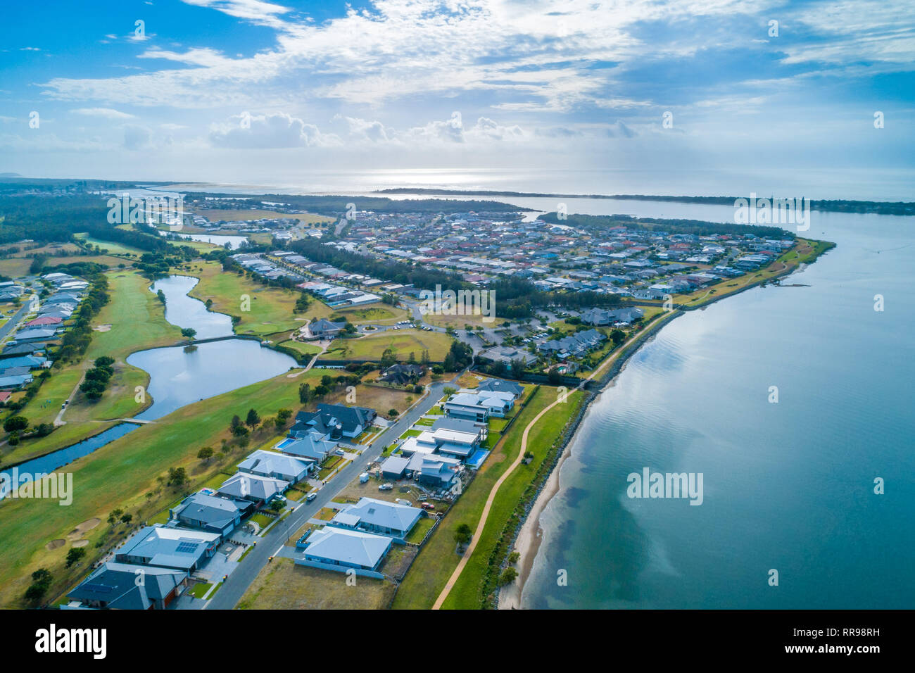Aerial view of Harrington township and coastline. New South Wales, Australia  Stock Photo - Alamy