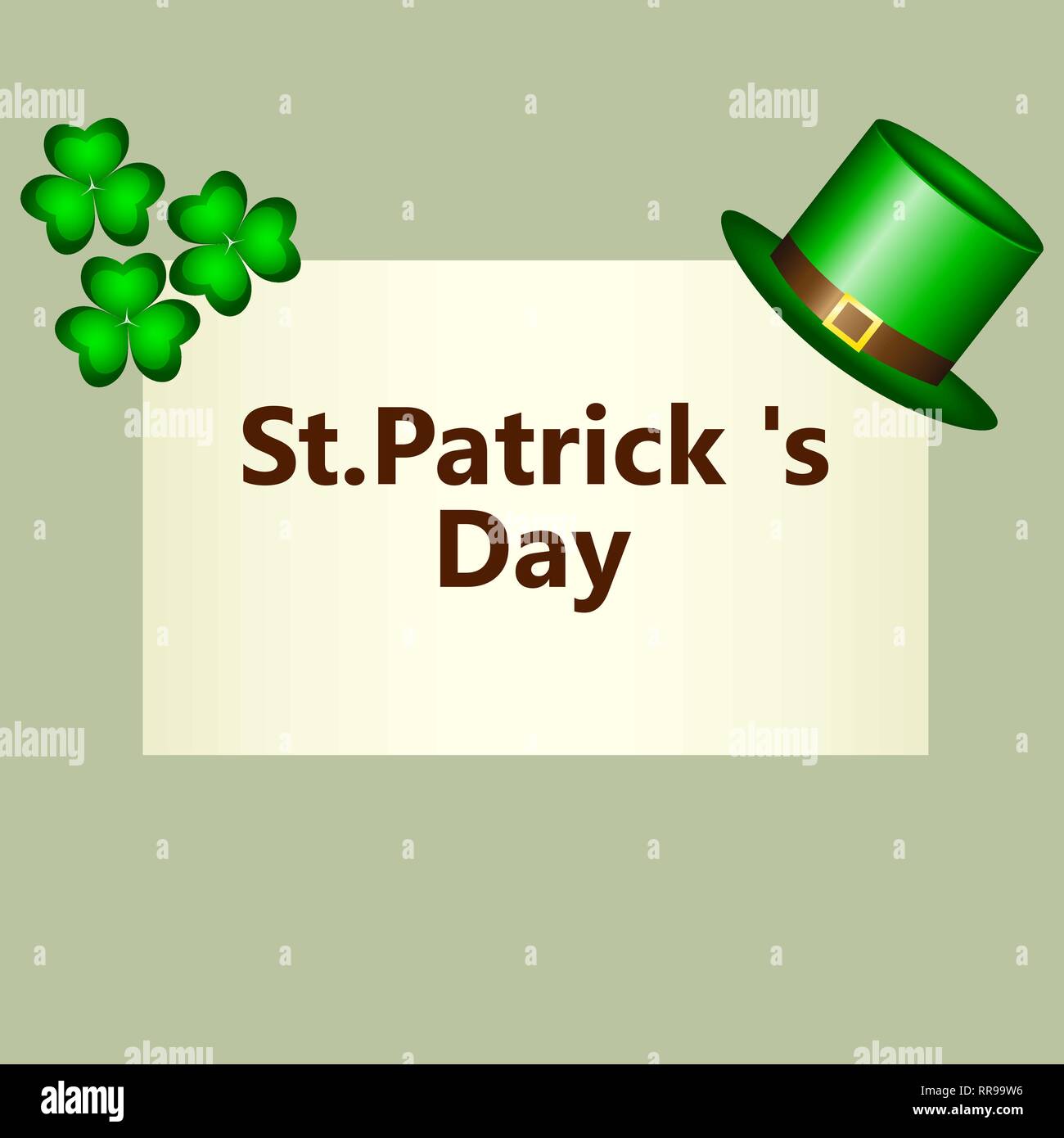 Banner with clover and hat klpak symbol of St. Patrick s Day Stock Vector