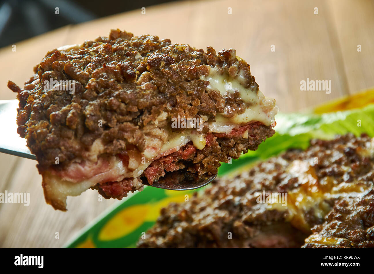 Giant Stuffed Picnic Burger , bacon, salted butter, large onion, ground