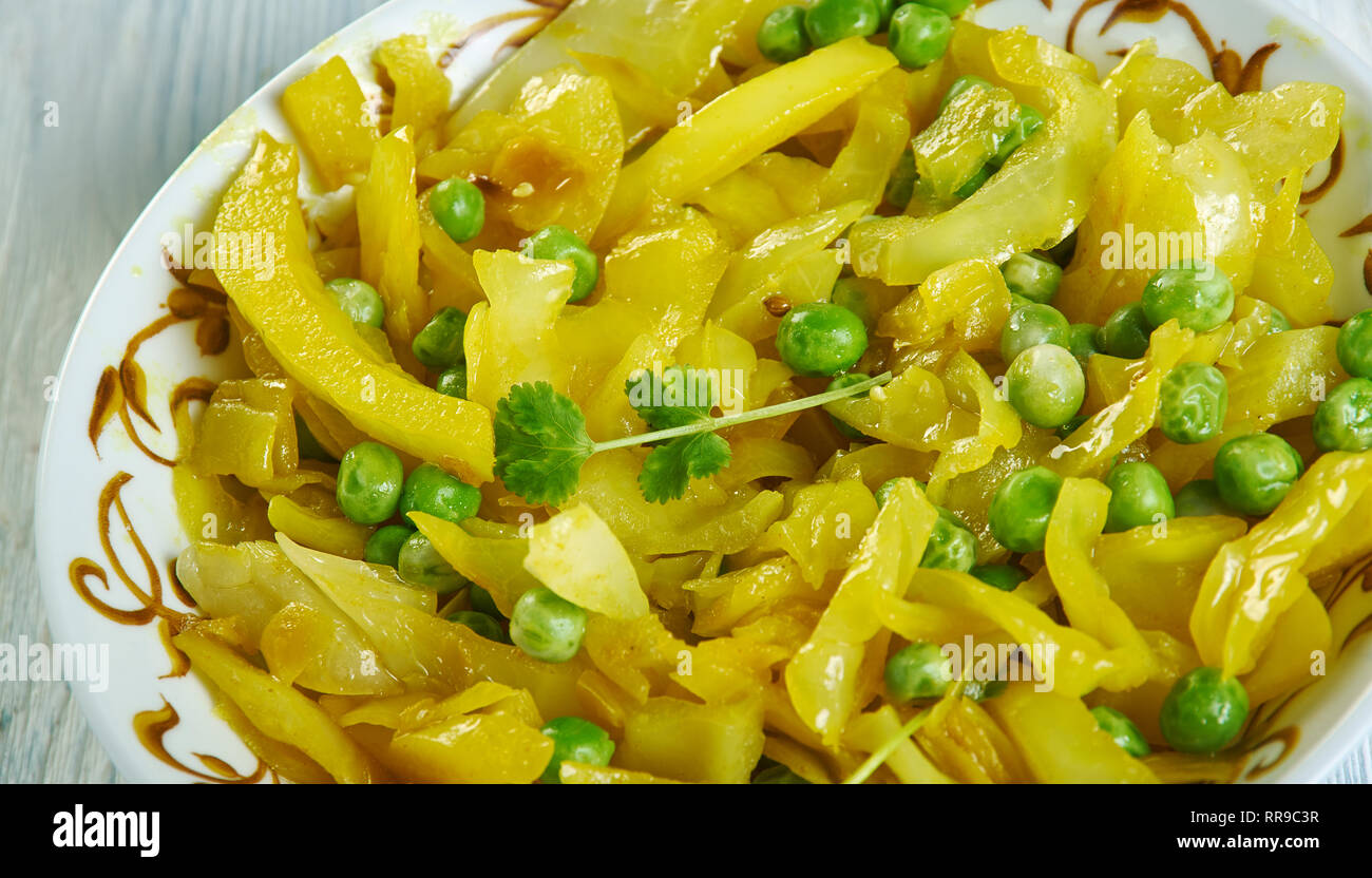 Patta Gobhi Aloo ki Sabji , cabbage sabzi north indian style Stock