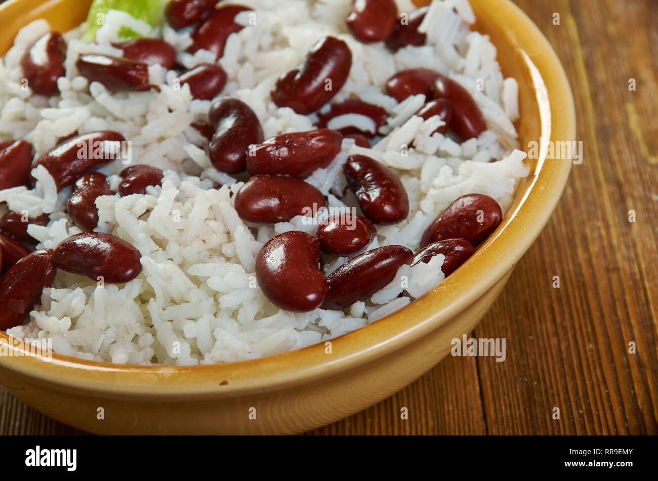 Classic Jamaican Rice and Peas , Many island dwellers refer to kidney beans as "peas Stock Photo