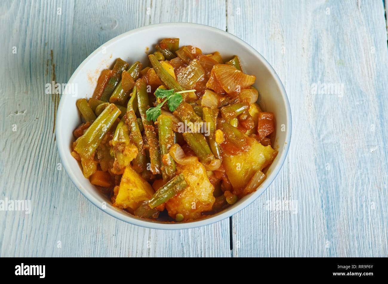 French Beans and Potatoes Subji, Punjabi Aloo beans Subzi Stock Photo
