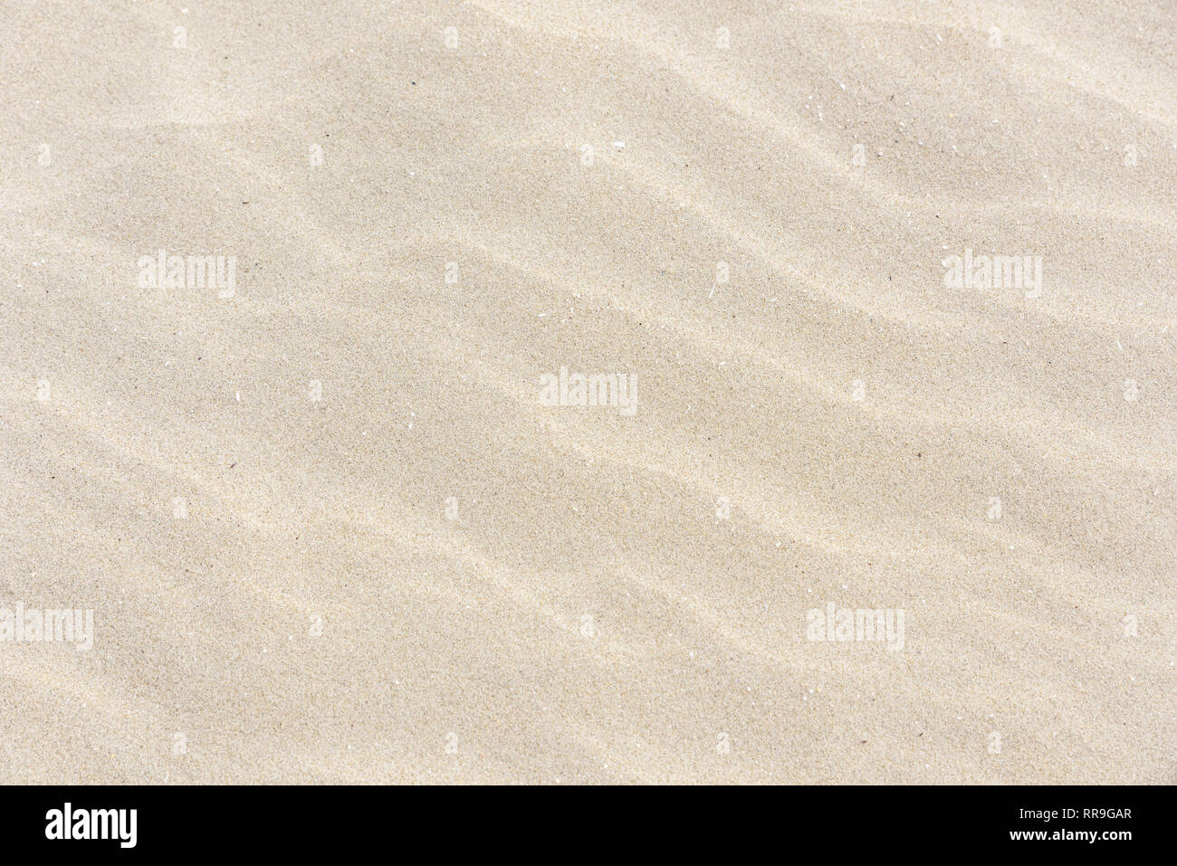 Fullframe background of nice clean ripples in the sand caused by the wind at the beach. Stock Photo