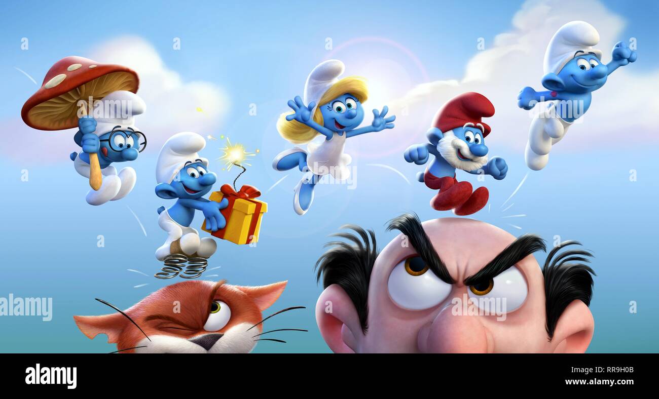 Smurfs The Lost Village Brainy Smurfette Papa Gargamel 17 Stock Photo Alamy