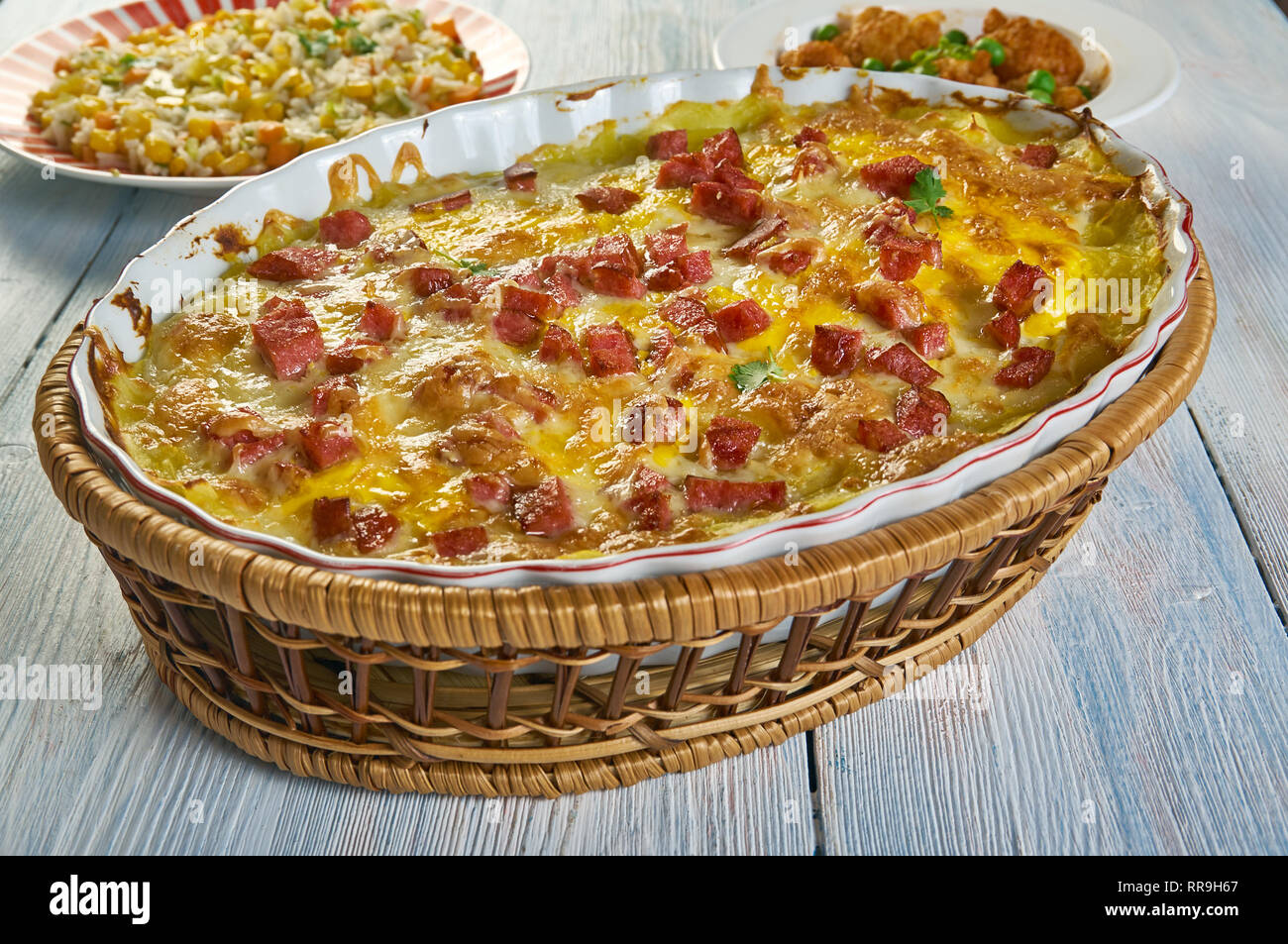 Twice Baked Potato Casserole, Smash the potatoes with a potato masher