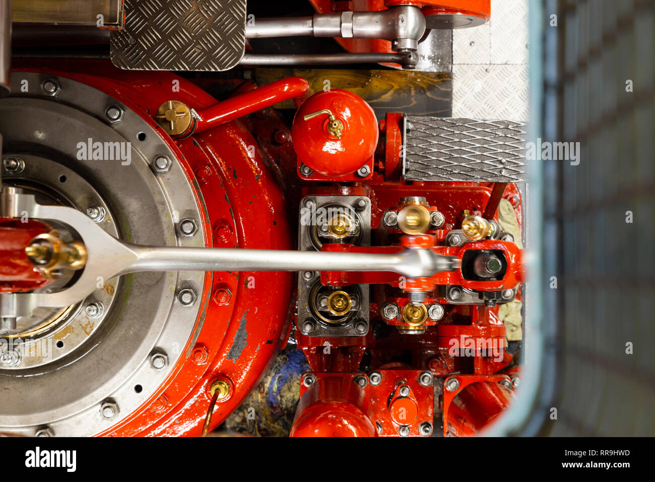 Switzerland, Lake of Brienz. View into the engine room of the paddle steamer Loetschberg, which was built in 1914. Picture taken on 1st of September 2 Stock Photo