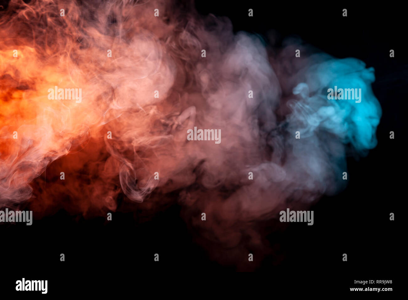 Background Of Orange Purple Red And Blue Wavy Smoke On A Black