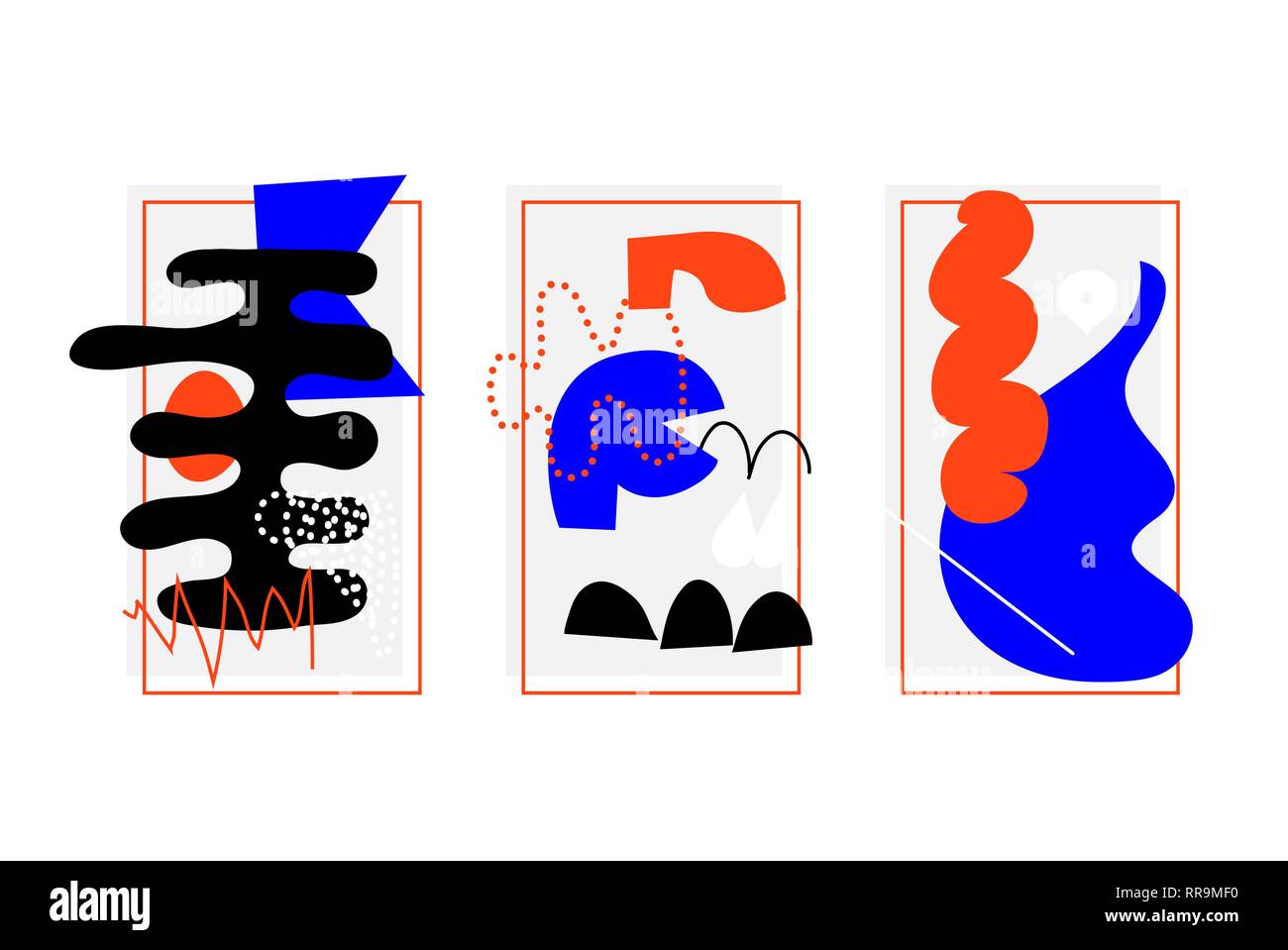 Artistic Collection Of Posters set In Handmade Technique Stock Vector ...