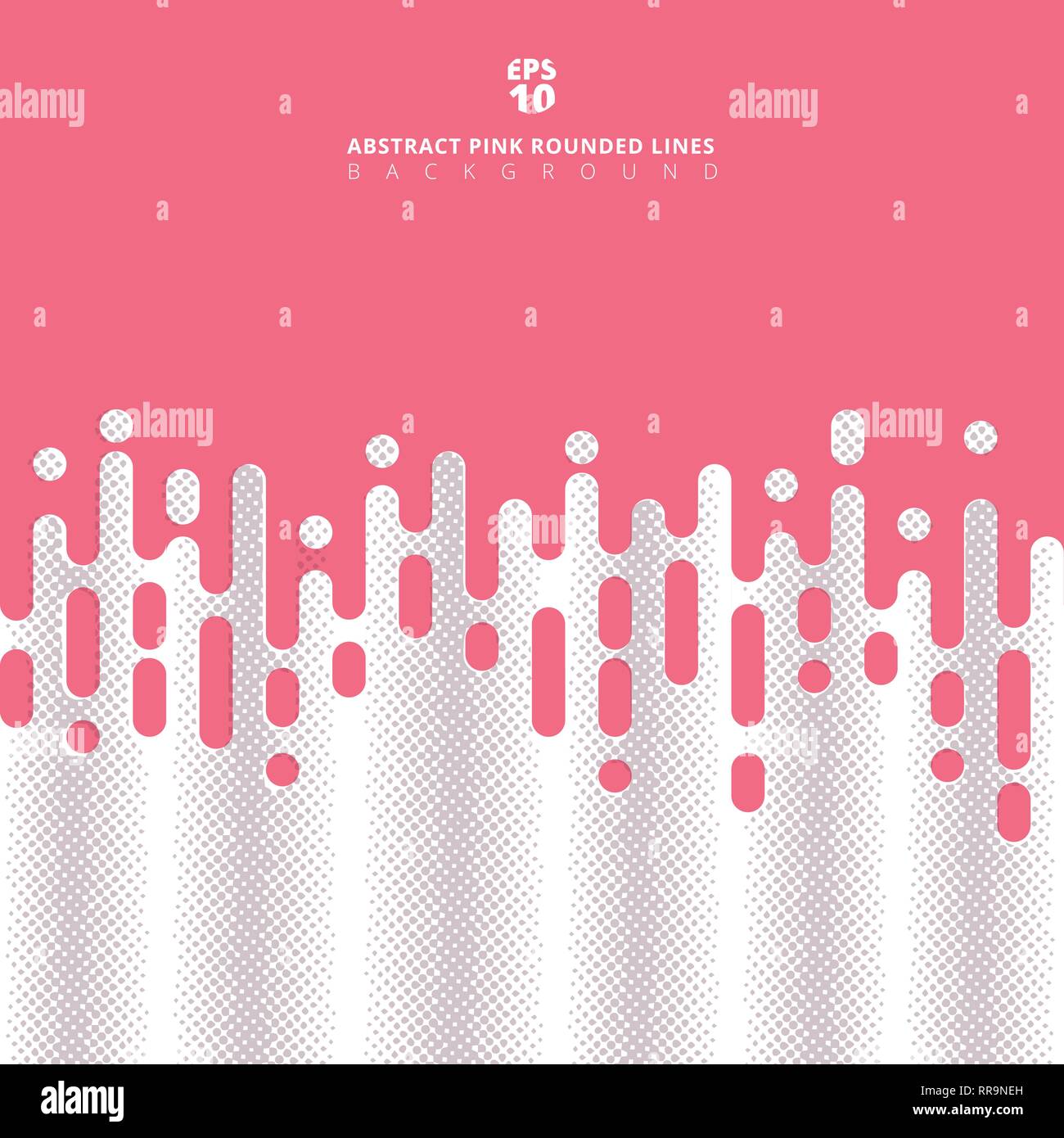 Abstract pink rounded lines halftone transition. Vector background ...