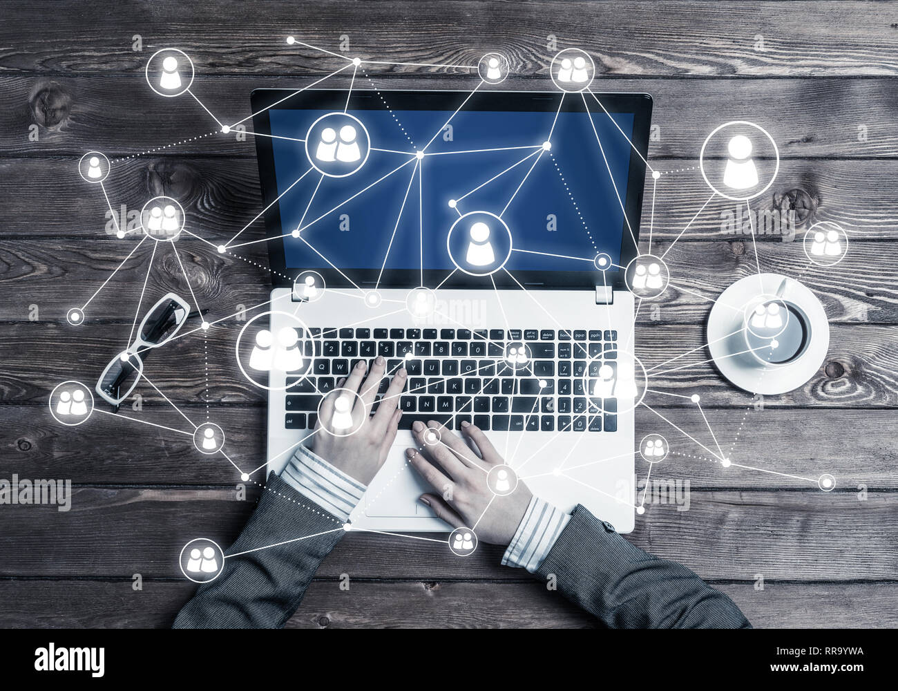 Concept of social connection and networking with social connection lines Stock Photo - Alamy