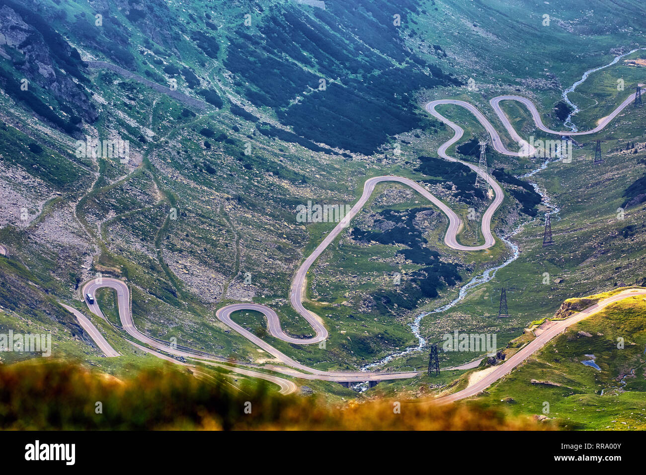 Aerial view of winding road in the mountains Stock Photo - Alamy
