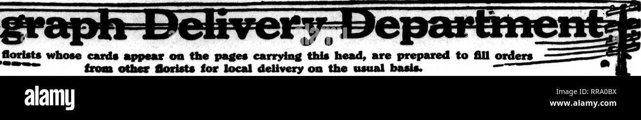 . Florists' review [microform]. Floriculture. The flortots whose cards appear on the pages carrying this head, are prepared to fill orders *™ from other florists for local delivery on the usual basis. &quot;&quot; &quot;. w Flowers and Perseverance If we feel like giving up, let us watch the flowers. How they stick to their business of growing and blooming and smiling — just making the world a lovelier place to live in! We send Flower Thoughts to our Brother Florists, thoughts of good luck, of kindliness, of persever- ance, of co-operation and of cheer. BKb IK&gt;UliTBerf&gt;tTH • H JTRBrW WAX Stock Photo