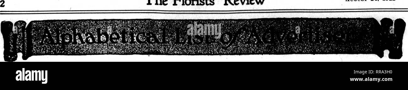 . Florists' review [microform]. Floriculture. &quot;sfr^rr^ '7.1 pit.q^fjIH.Ww.' The Florists^ Review August 24. 1922. A. Abby Ave. Ghses... 91 Adams Florist 8t&gt; Aduins &amp; Sons «0 Adgate &amp; Son 90 Adklssou. Wise 79 Advance Co 135 Akln's Floral Co... 7 lO.'J Amundson Co '&gt;1 Anderson Spec. Co.. 130 Anderson, S. A 70 Andrews. Florist 89 Angermueller, G. 11. An'n'a'vee Fir. Shop.. 9.^ Aphine Mfg. Co....134 Archer's Fir. Shop.. 82 Archer's (Jardens. .104 Archias Floral Co. 77 ArmacoBt &amp; Co 103 Art Floral Co 80-94 Art Florist 94 Art Fir. Shop 71 Artindale &amp; S&lt;in Bancroft &amp; Stock Photo