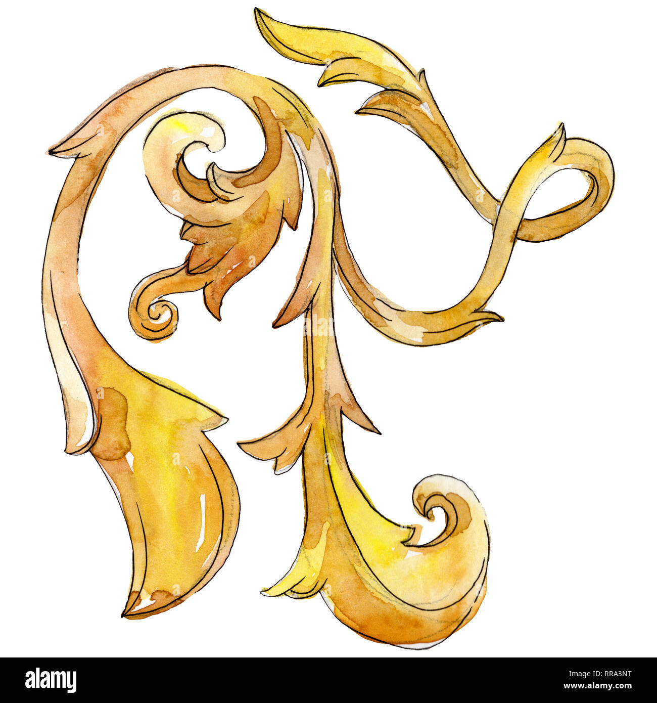 Gold monogram floral ornament. Baroque design isolated elements ...