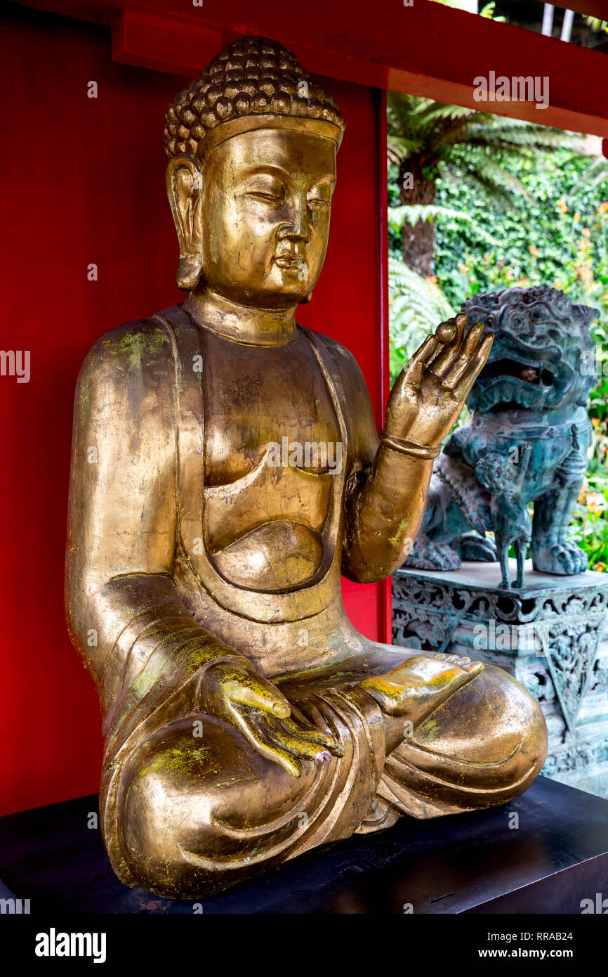 Golden Buddha Statue In The Japanese Garden Monte Palace Tropical Gardens Funchal Madeira Portugal Stock Photo Alamy