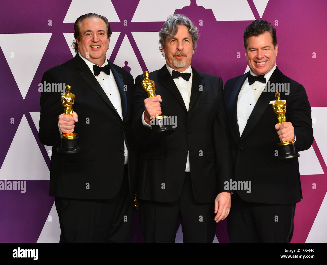 Los Angeles, USA. 24th Feb, 2019. Jim Burke, Charles B. Wessler, Nick Vallelonga, Peter Farrelly, and Brian Currie, winners of Best Picture for 'Green Book, pose at the 91st Annual Academy Awards in the press room during at Hollywood and Highland on February 24, 2019 in Hollywood, California Credit: Tsuni/USA/Alamy Live News Stock Photo