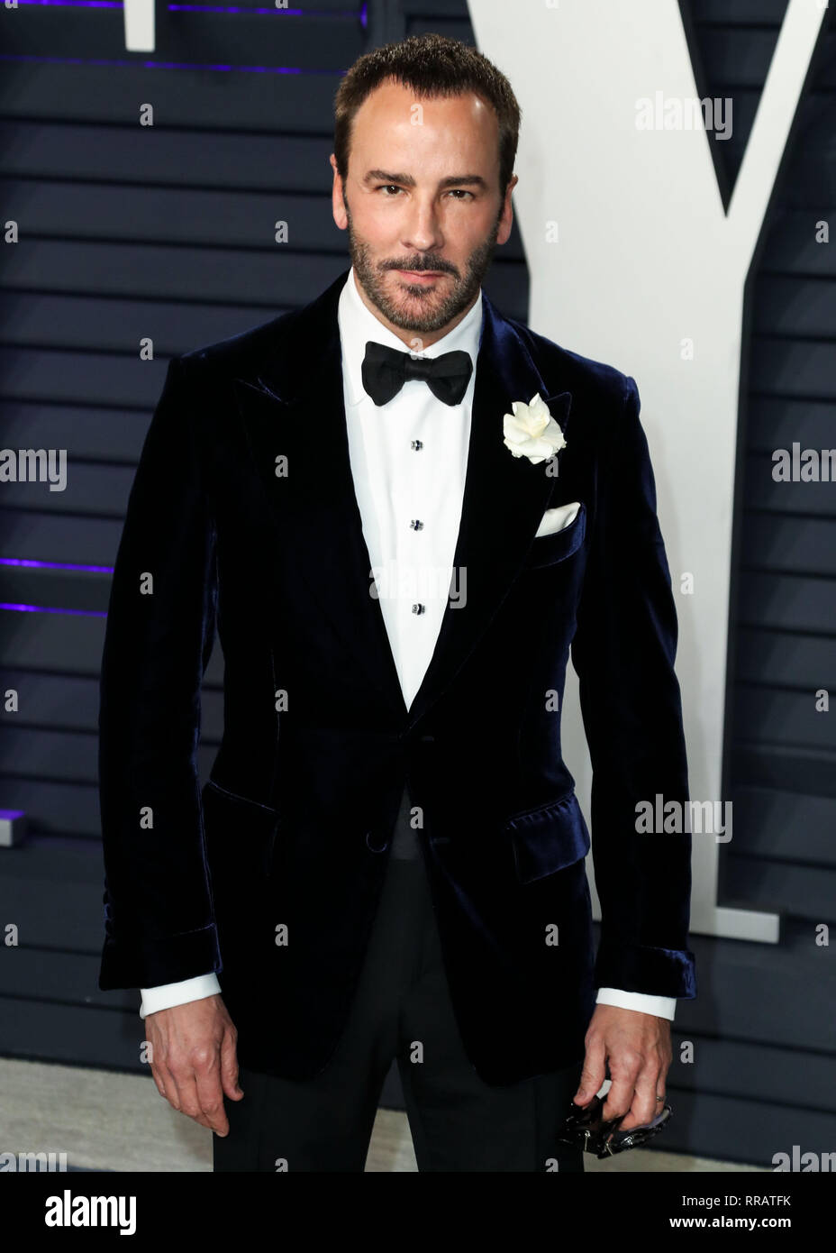 BEVERLY HILLS, LOS ANGELES, CA, USA - FEBRUARY 24: Tom Ford arrives at the  2019 Vanity Fair Oscar Party held at the Wallis Annenberg Center for the  Performing Arts on February 24,