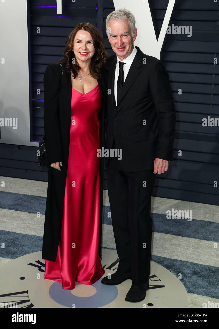 BEVERLY HILLS, LOS ANGELES, CA, USA - FEBRUARY 24: Patty Smyth and John McEnroe arrive at the 2019 Vanity Fair Oscar Party held at the Wallis Annenberg Center for the Performing Arts on February 24, 2019 in Beverly Hills, Los Angeles, California, United States. (Photo by Xavier Collin/Image Press Agency) Stock Photo