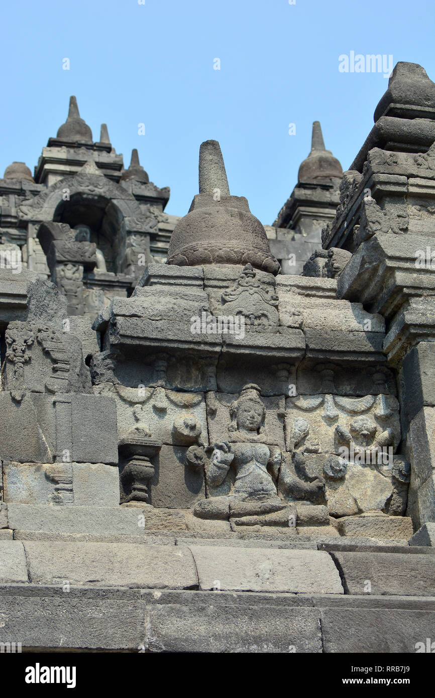 Mahayana Buddhist Temple (9th century), Borobudur, Central Java ...