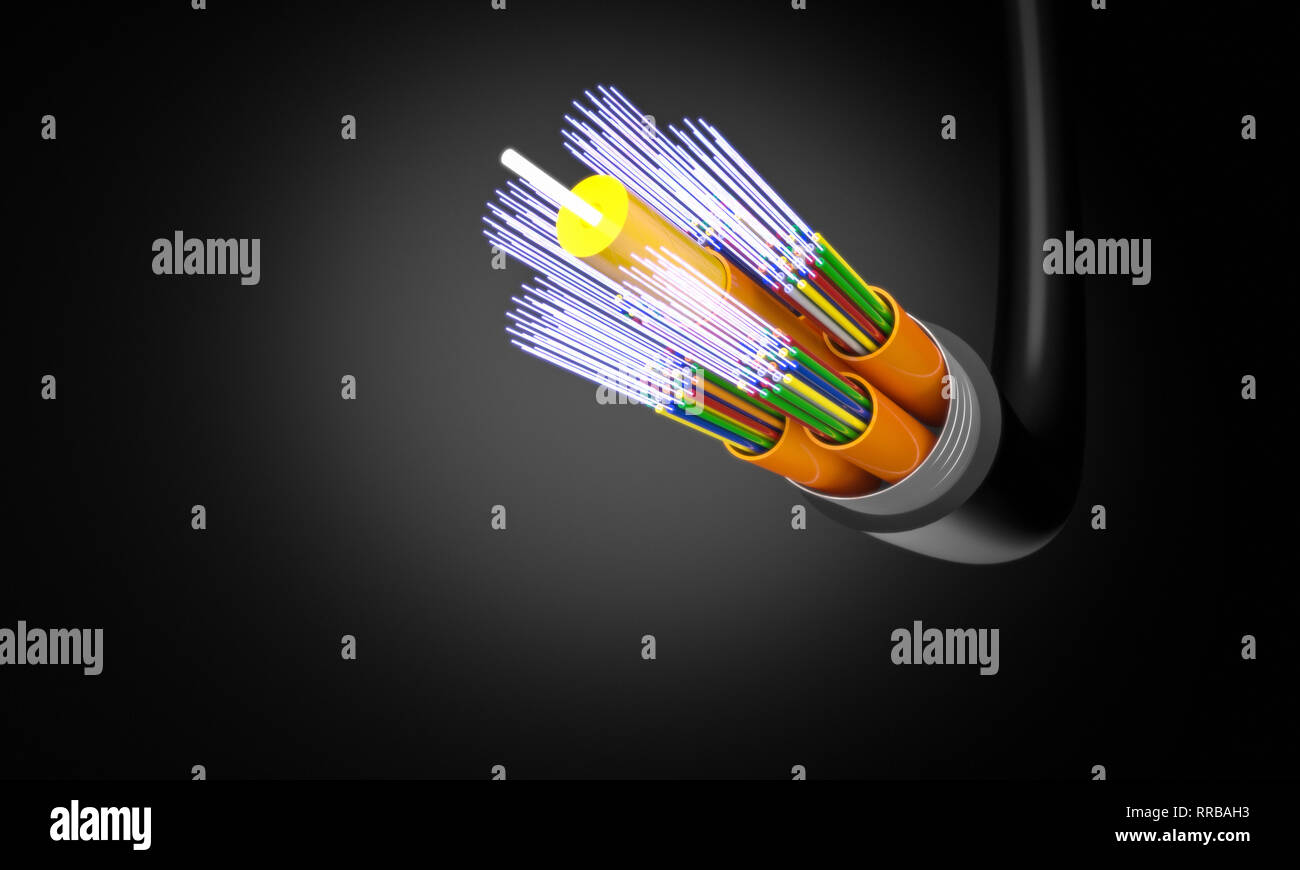 optic fiber cable 3d rendering image Stock Photo