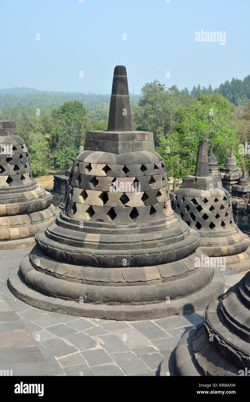 Mahayana Buddhist Temple (9th century), Borobudur, Central Java ...