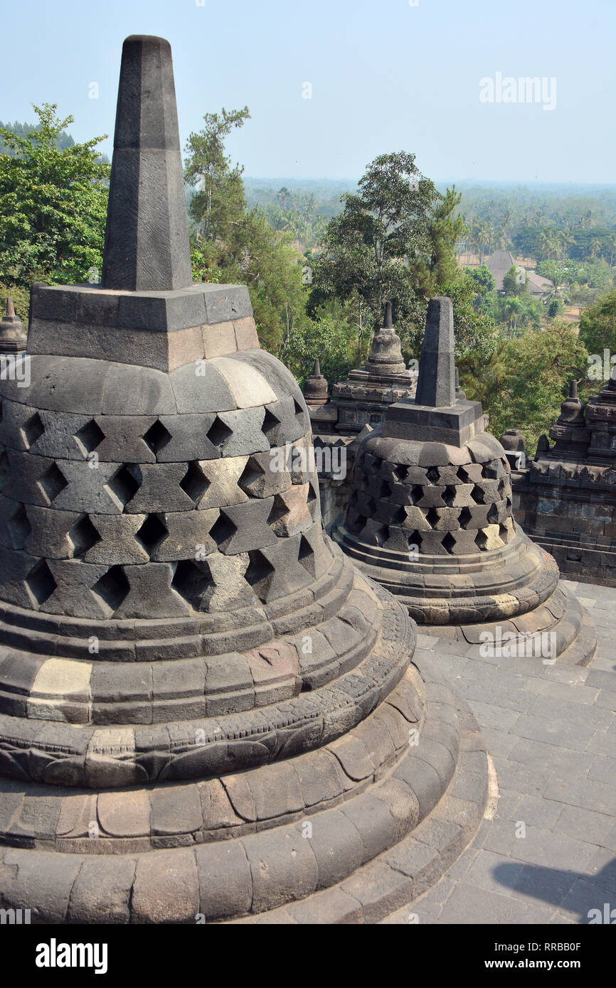 Mahayana Buddhist Temple (9th century), Borobudur, Central Java ...