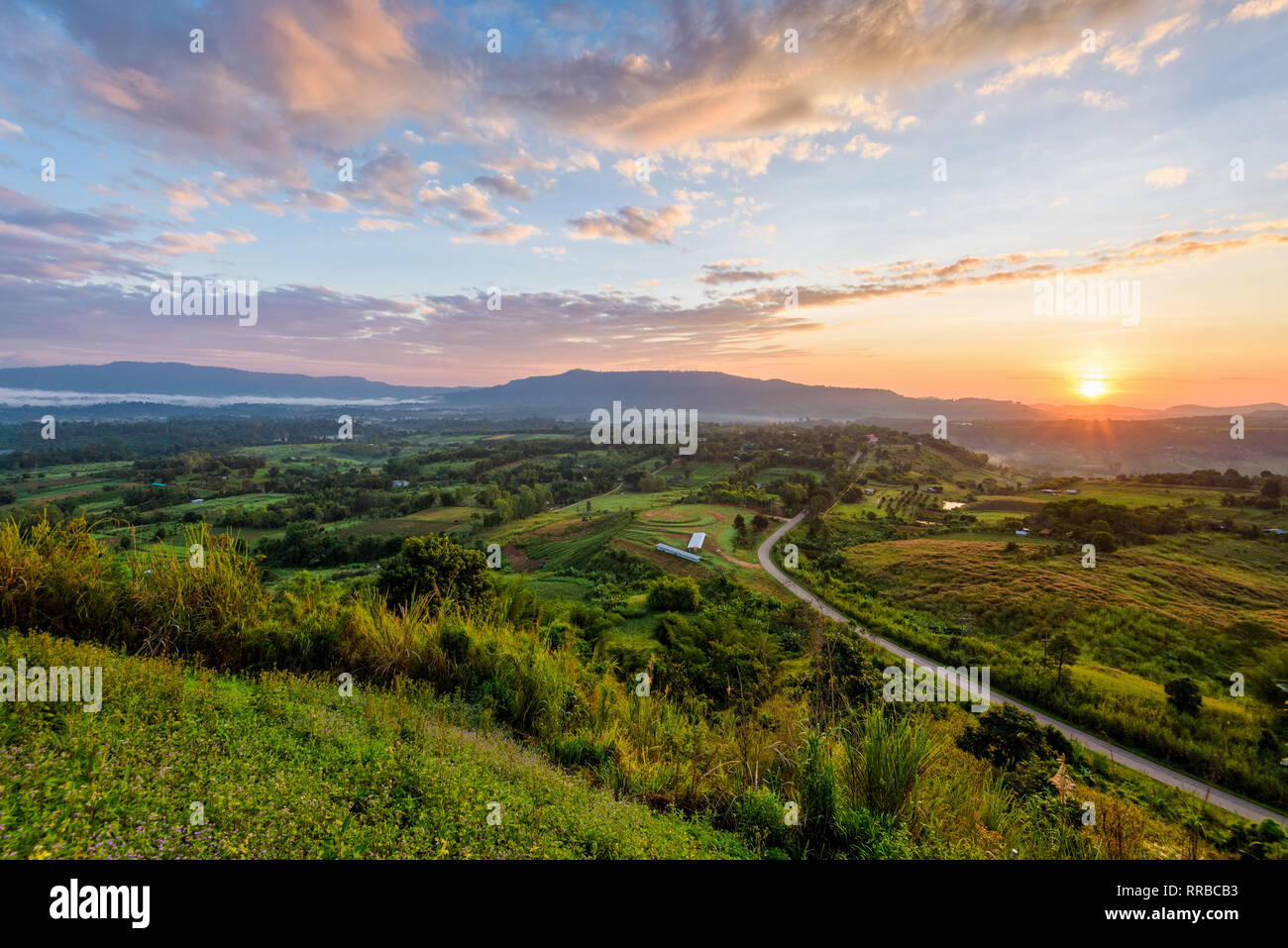 Beautiful nature landscape of the colorful sky and mountains during the
