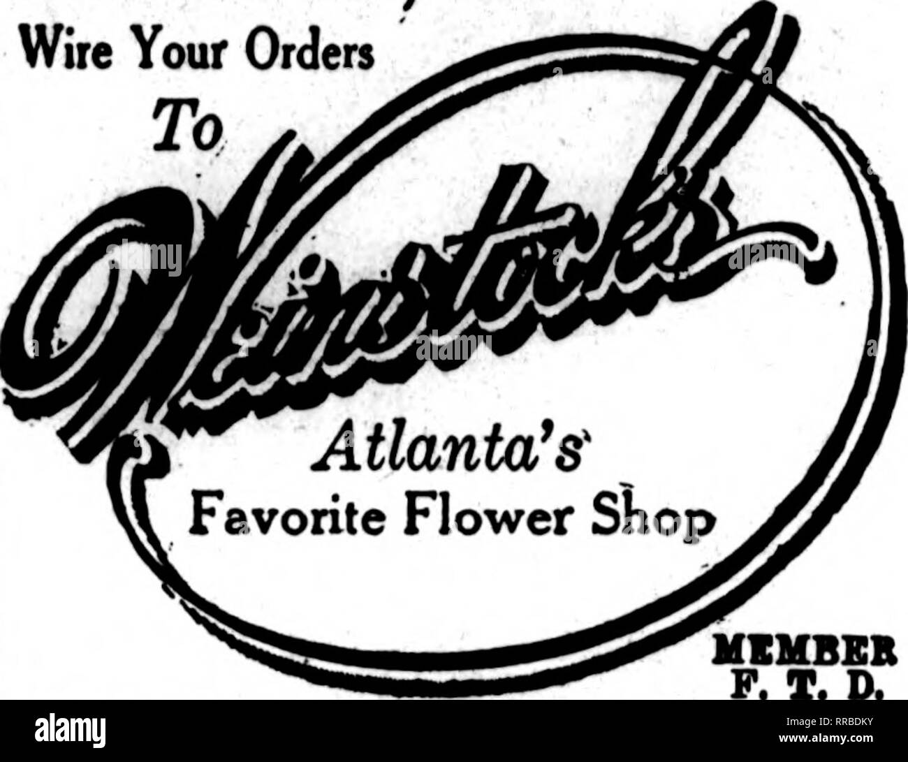 . Florists' review [microform]. Floriculture. FLOWER. SHOP 41 Feachtree Street New Orleans, La. ^'or£«to The Flower Shop 108 Baronne Street HENRY SCHEUERMANN. Prop. AuEuita, Georgia gardens store, 53 E. Honter St.; Greenhouses, 446Lawton St. Wholesale and Retail W. M. Bailey, Ugr. ger, with a vase of White Enchantress; Phil Goebel, with carnations and sweet peas, and Samuel Pierce, with a vase of Darwin tulips. Joseph Hauser and William Eckle- mann staged a fine exhibit of sweet peas and violets. Henry Braun and the St. Louis Wholesale Cut Flower Co. each staged some well-grown plants. A risin Stock Photo