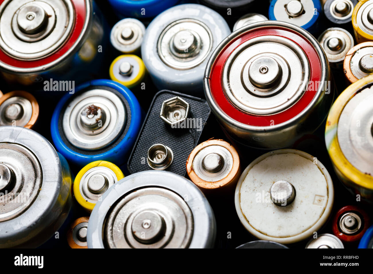 Dumped used Alkaline batteries of various types (C AA AAA D 9V) ready