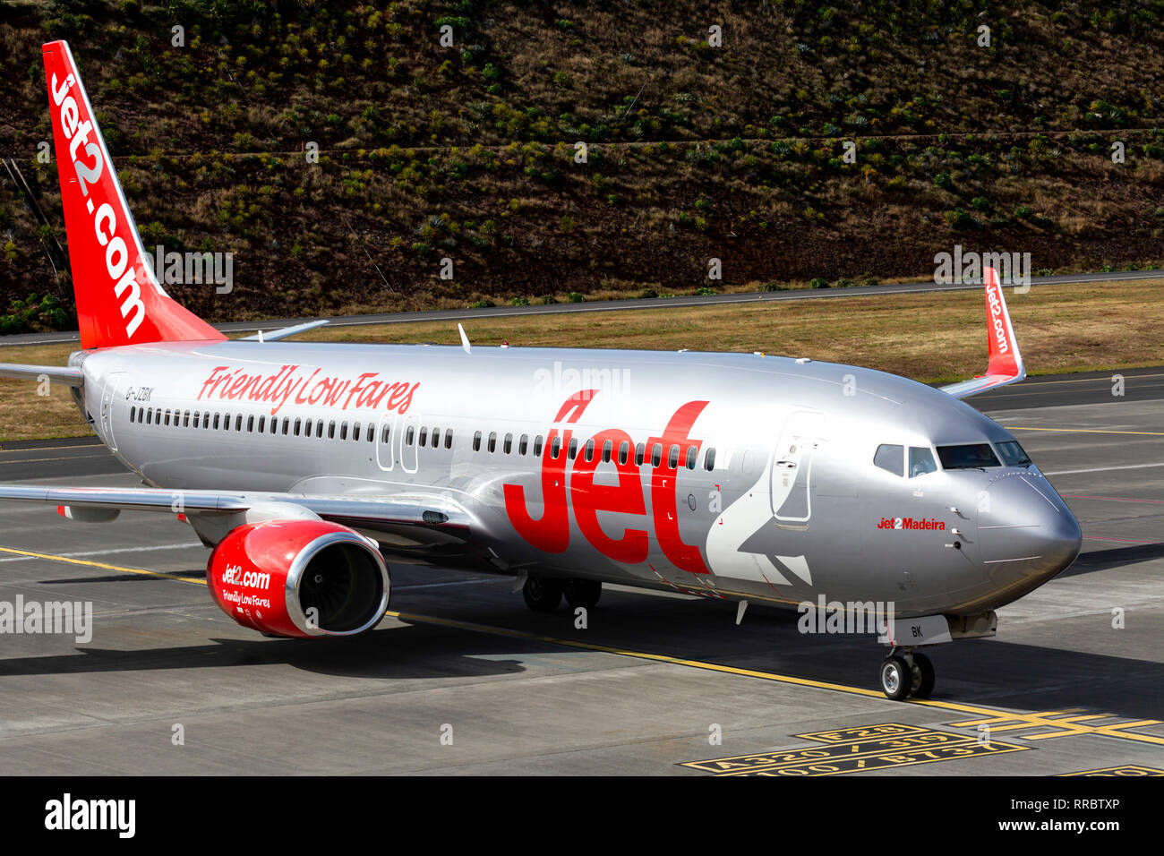 Jet2 Boeing 737 at Cristiano Ronaldo (Funchal) Airport, Madeira, Portugal. Stock Photo