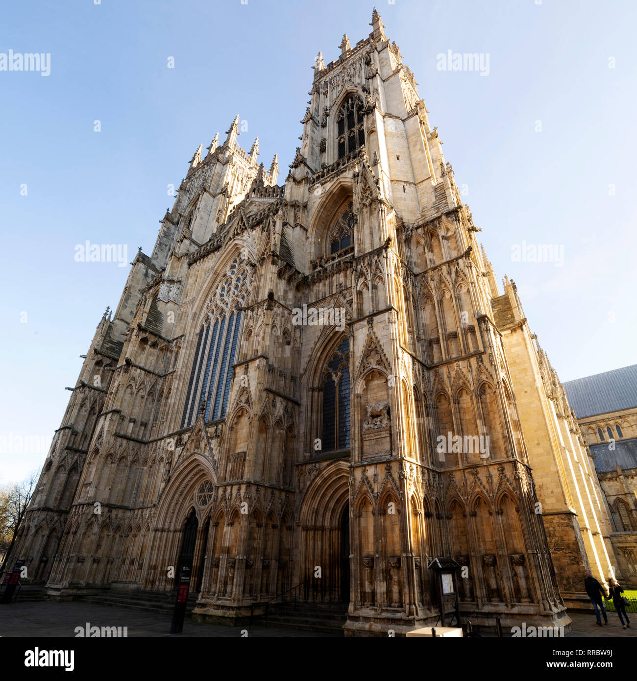 The east transcept of York Minster in York, England. The construction of the place of worship began in the 13th century. Stock Photo