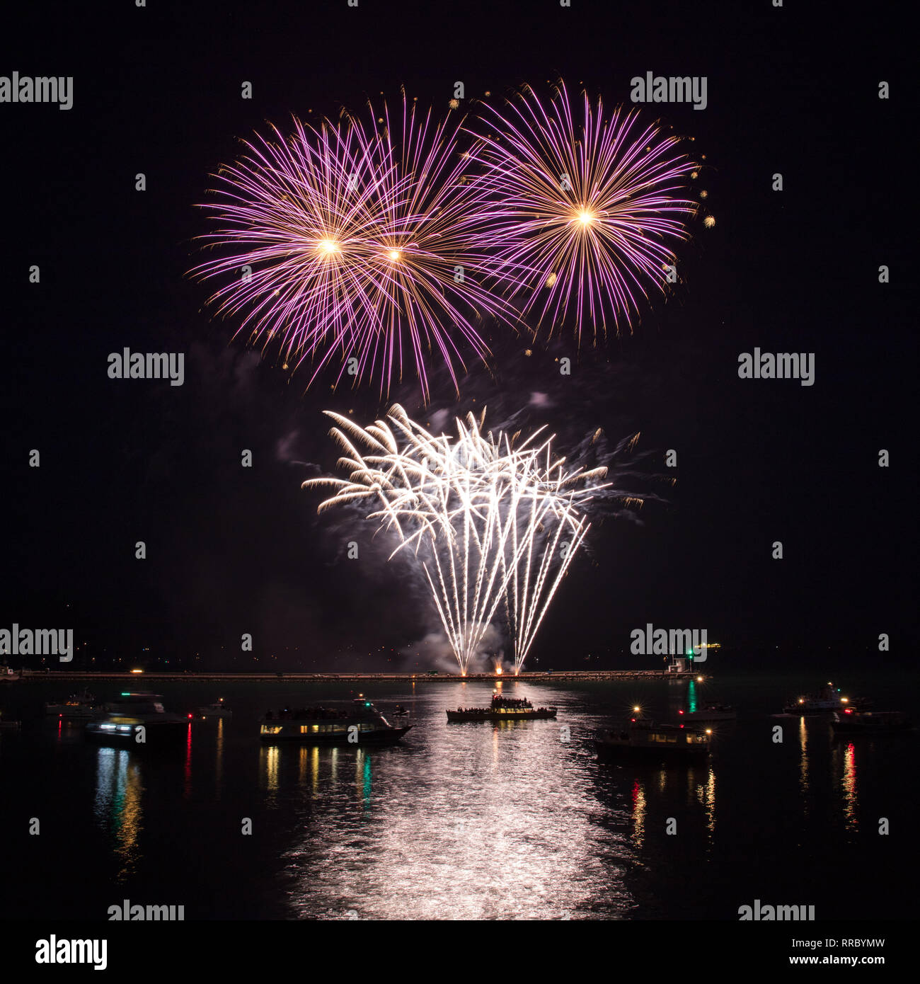 Fireworks going off at the annual National Firework Championships on