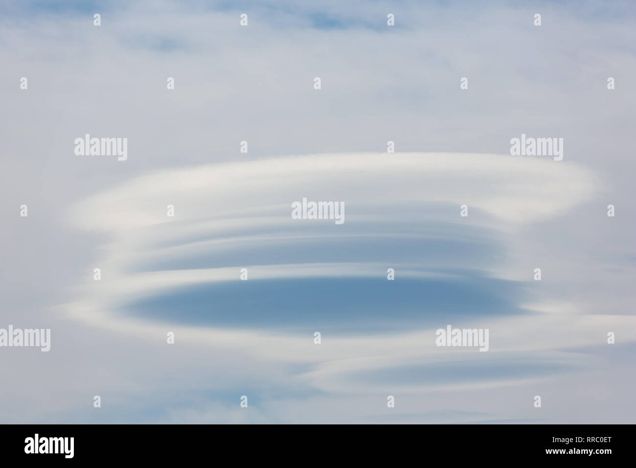 Sky filled with lenticular clouds south of Jokkmokk Stock Photo