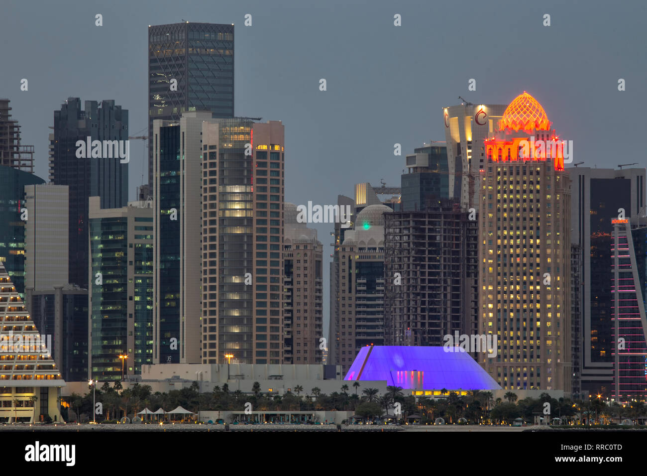 DOHA, QATAR - January 30, 2017: View across Doha Bay. Stock Photo