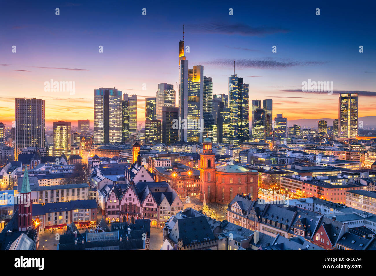 Frankfurt am Main, Germany. Aerial cityscape image of Frankfurt am Main skyline during beautiful