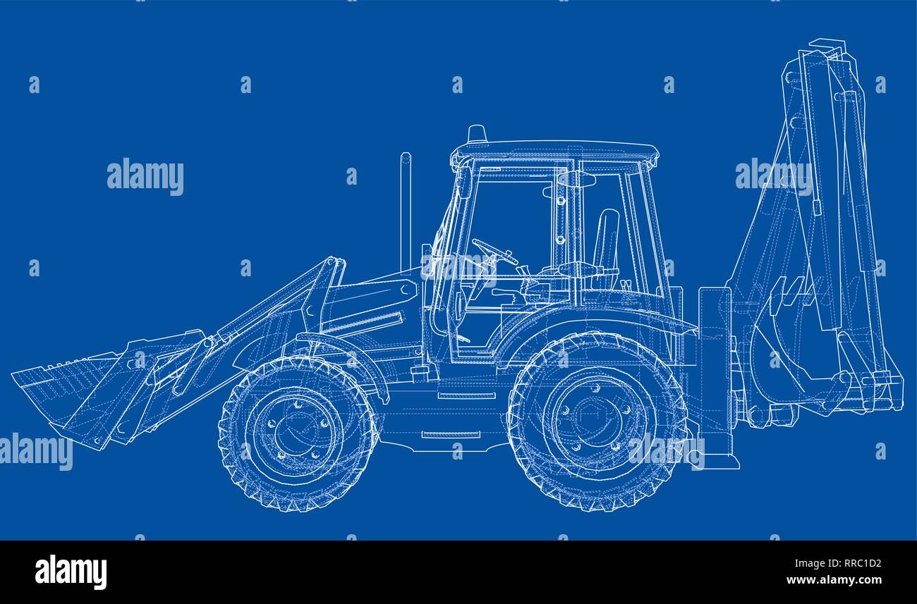 Sketch of Loading Shovel with Back Actor Stock Vector