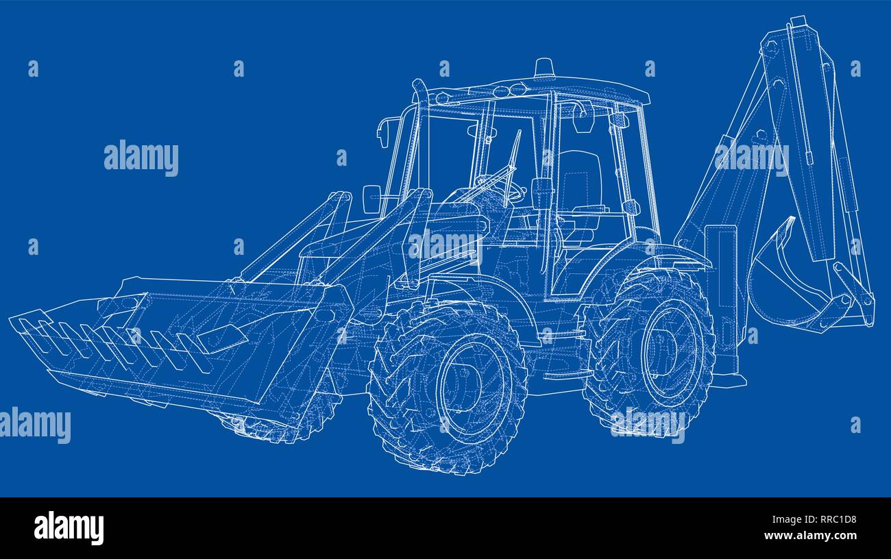 Sketch of Loading Shovel with Back Actor Stock Vector