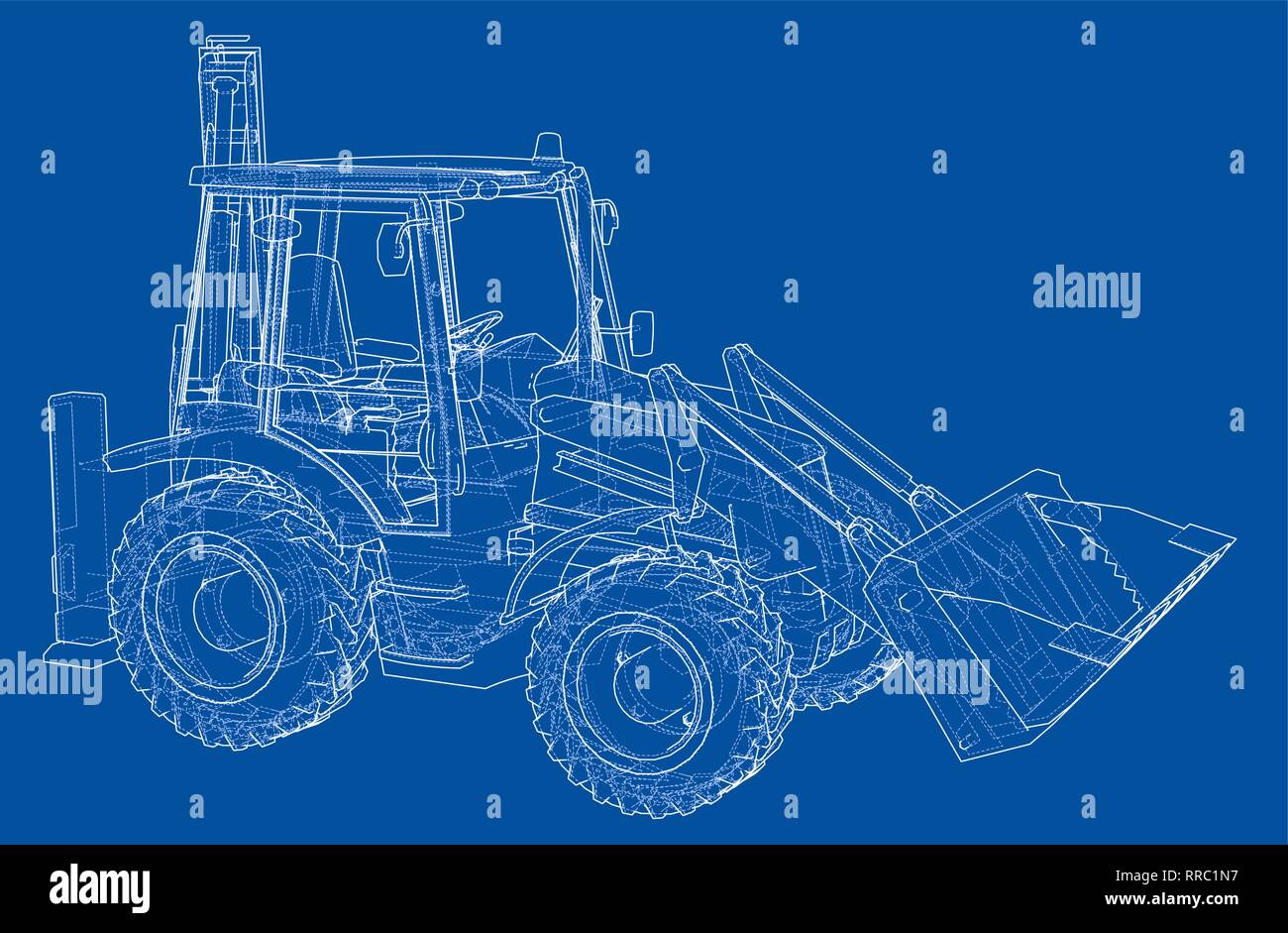 Sketch of Loading Shovel with Back Actor Stock Vector