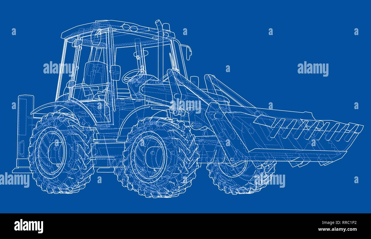 Sketch of Loading Shovel with Back Actor Stock Vector